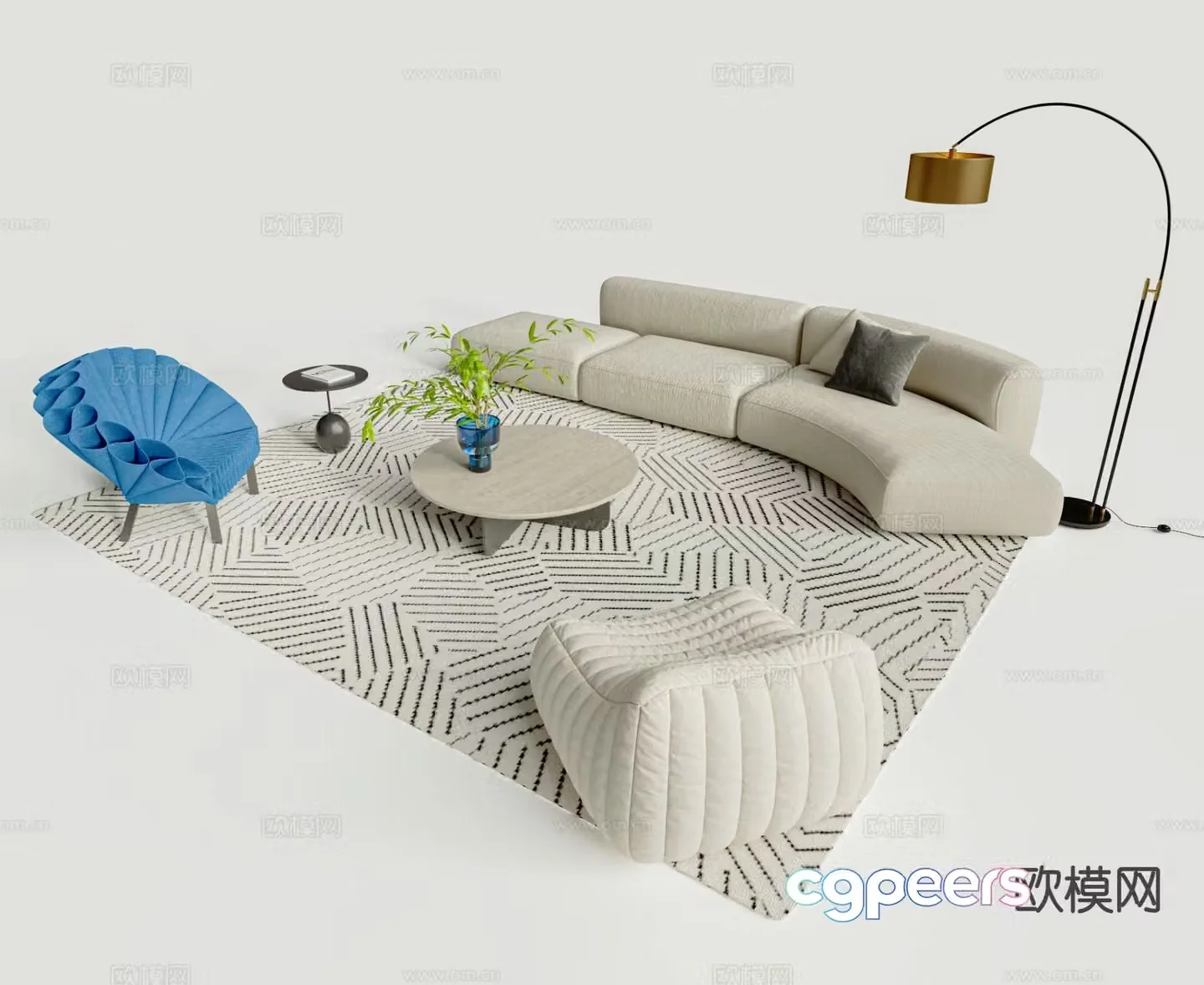Modern sofa combination sofa coffee table combination 3d model