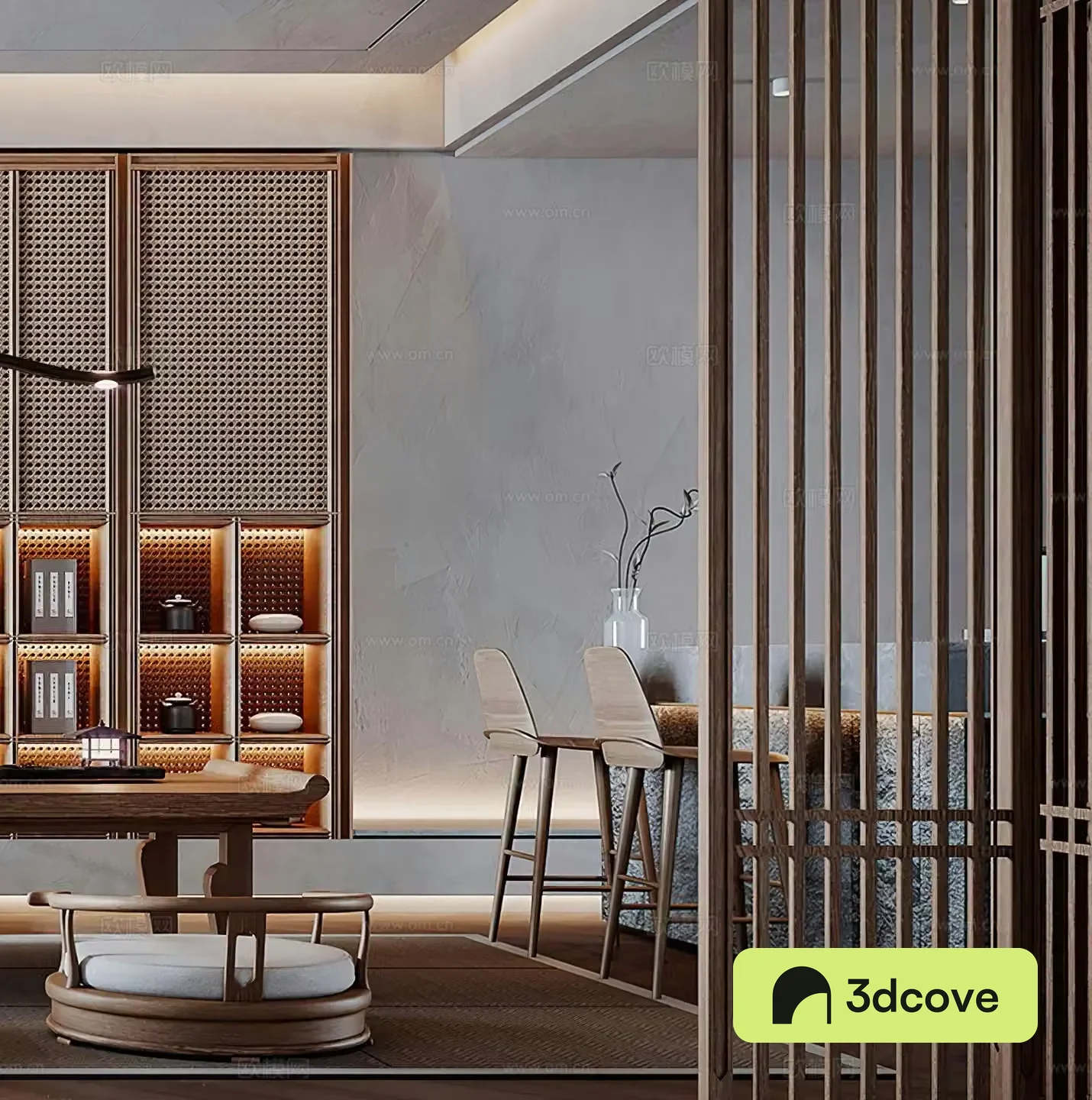 New Chinese style bar screen partition restaurant dining table leisure chair tea room tea table tea house