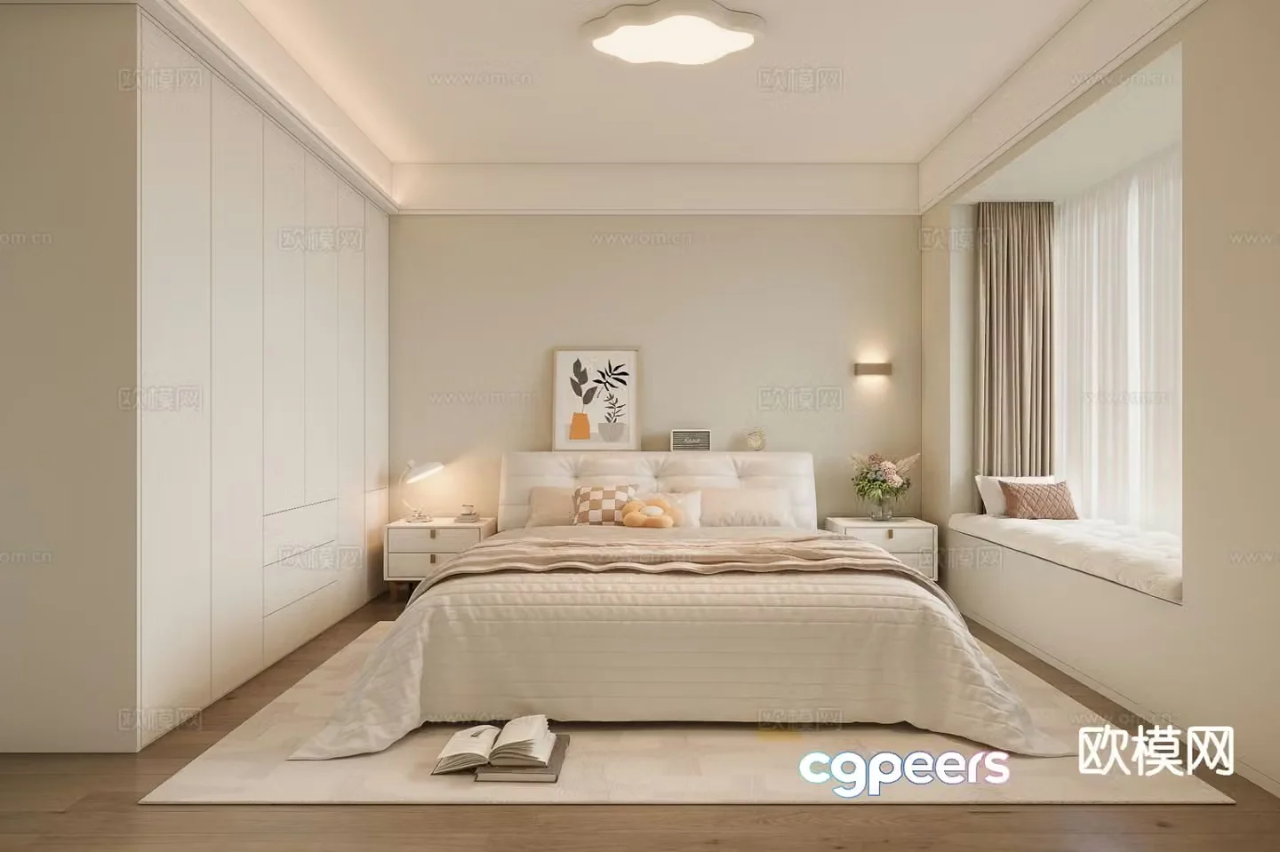 Cream style bedroom master bedroom 3d model