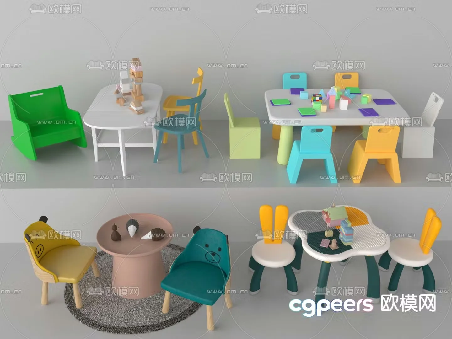 Children’s table and chair 3d model