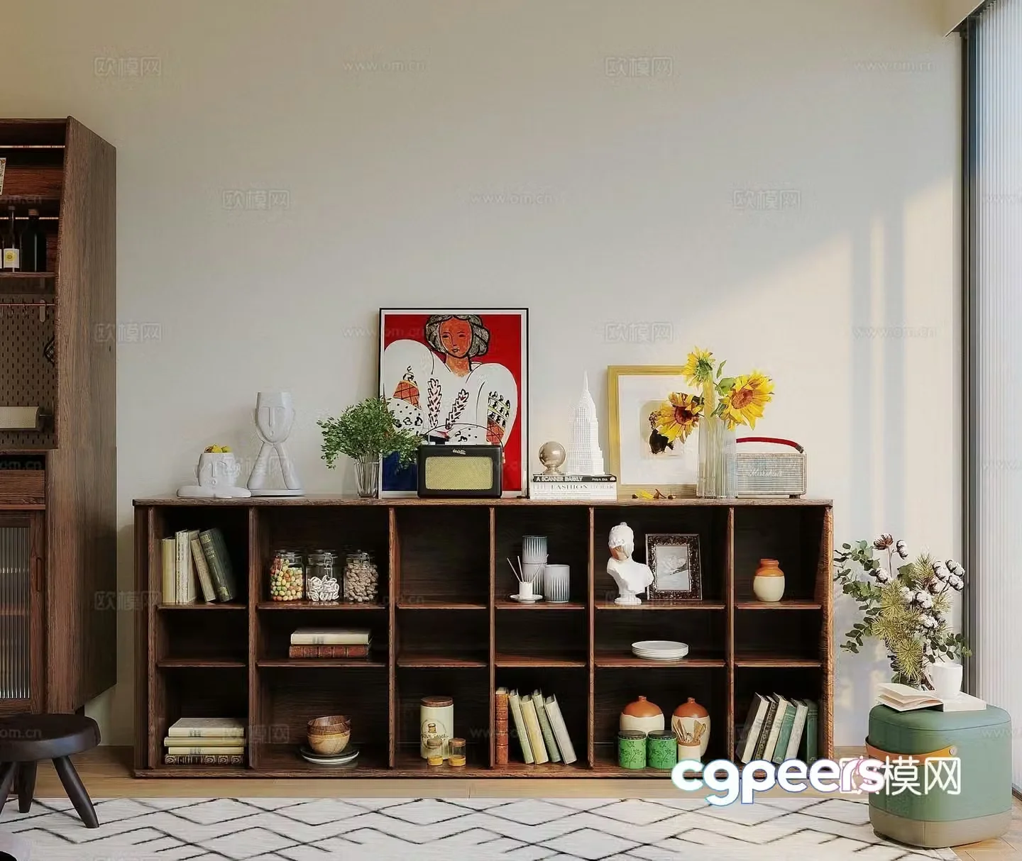 Medieval style sideboard low cabinet 3d model