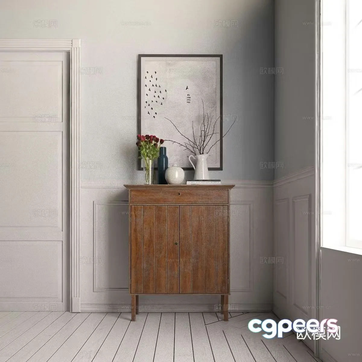 Simple European entrance cabinet 3D model
