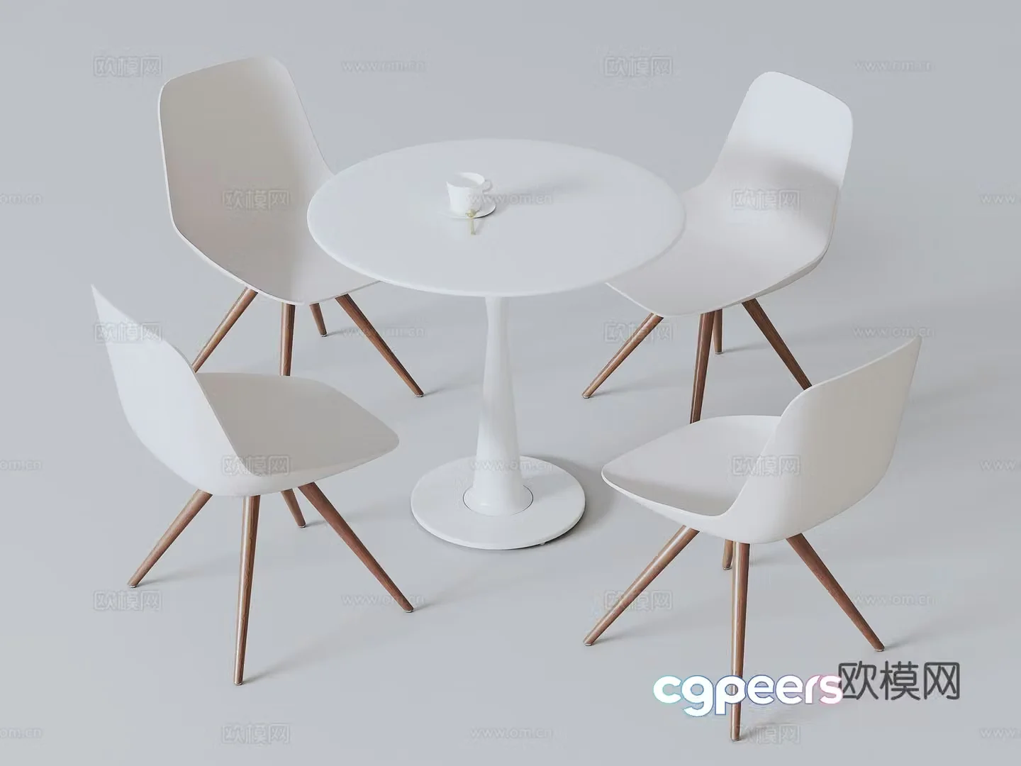 Negotiation table and chair combination 3D model