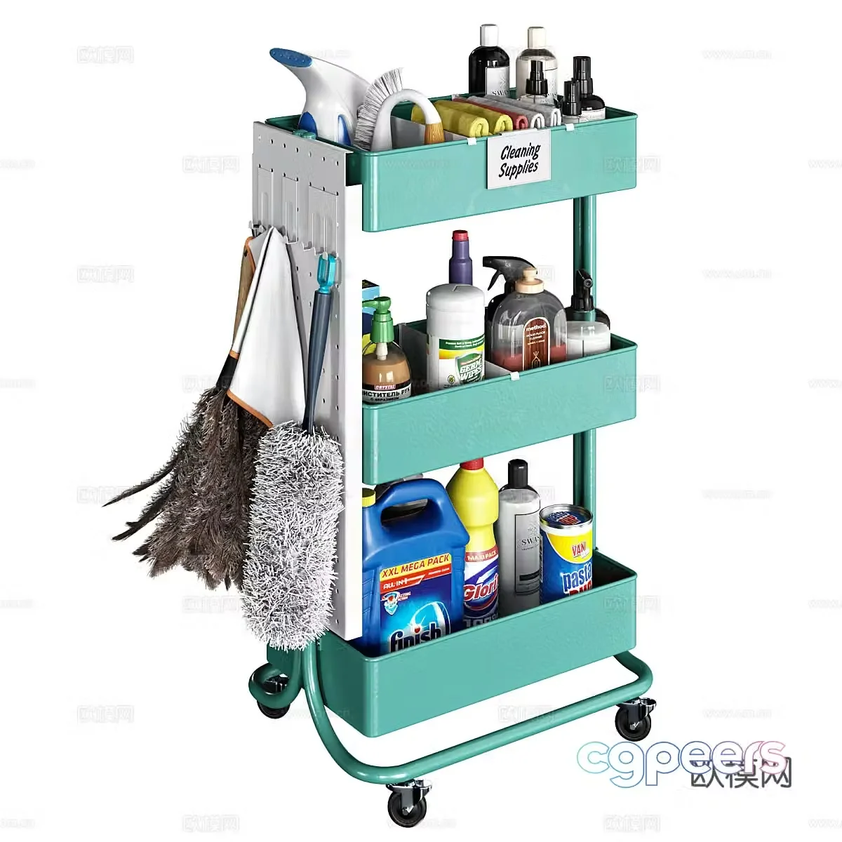 Cleaning cart Cleaning supplies 3d model