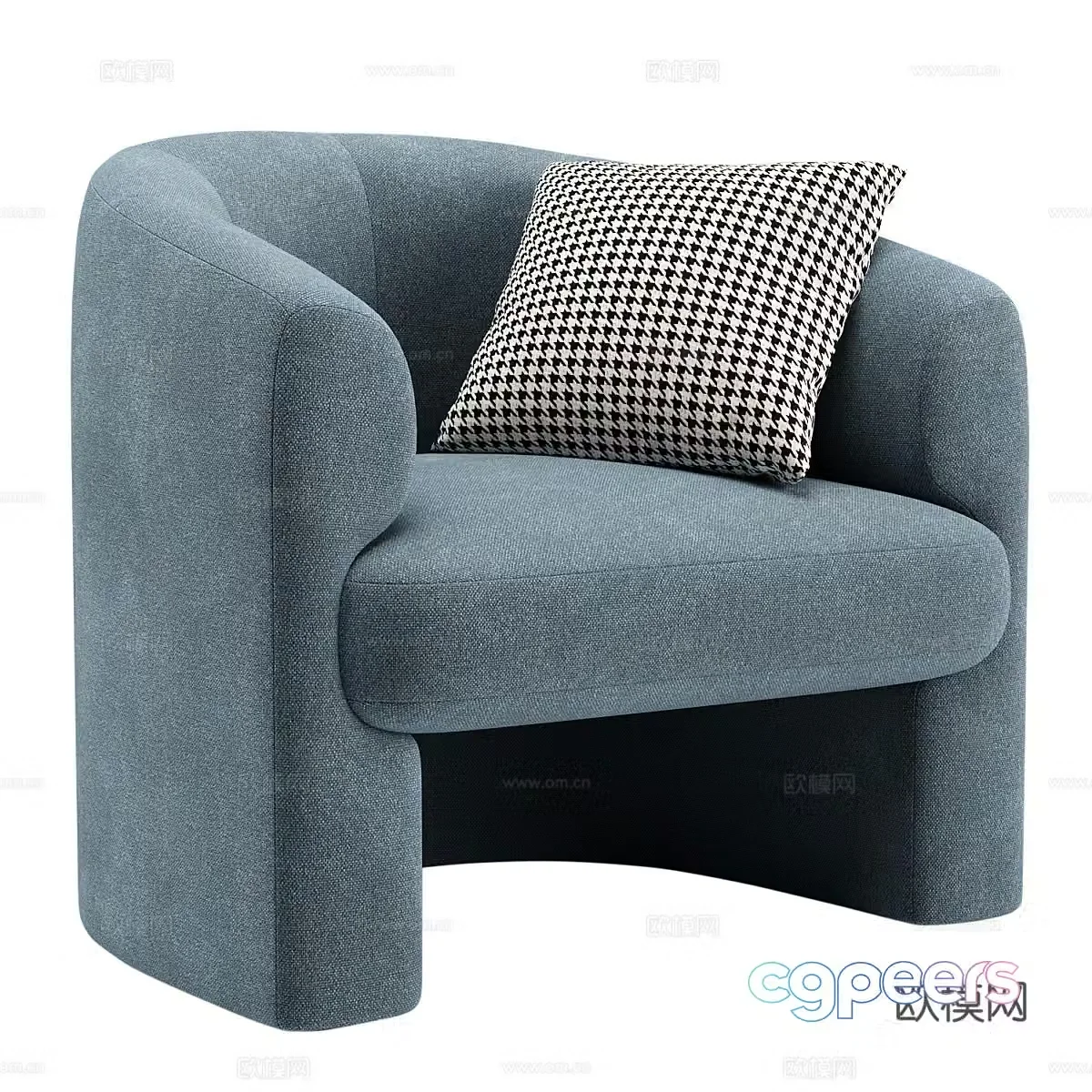 New Chinese style blue fabric casual sofa 3D model