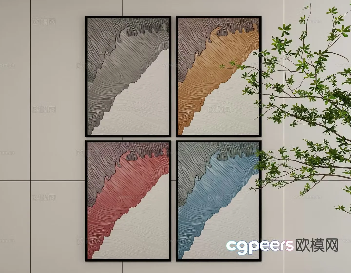 Modern art painting texture painting decorative painting 3d model