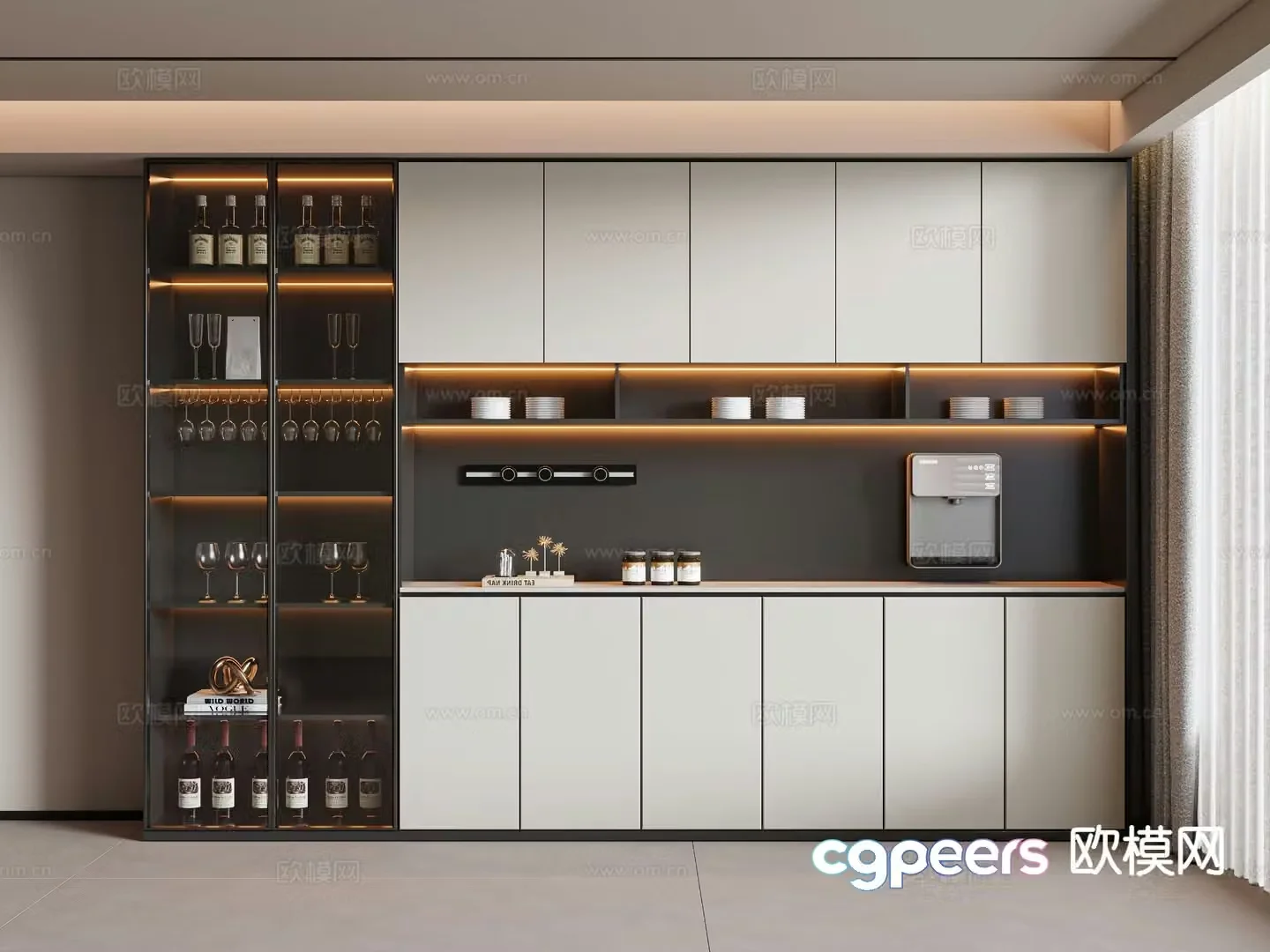 Modern wine cabinet sideboard 3d model