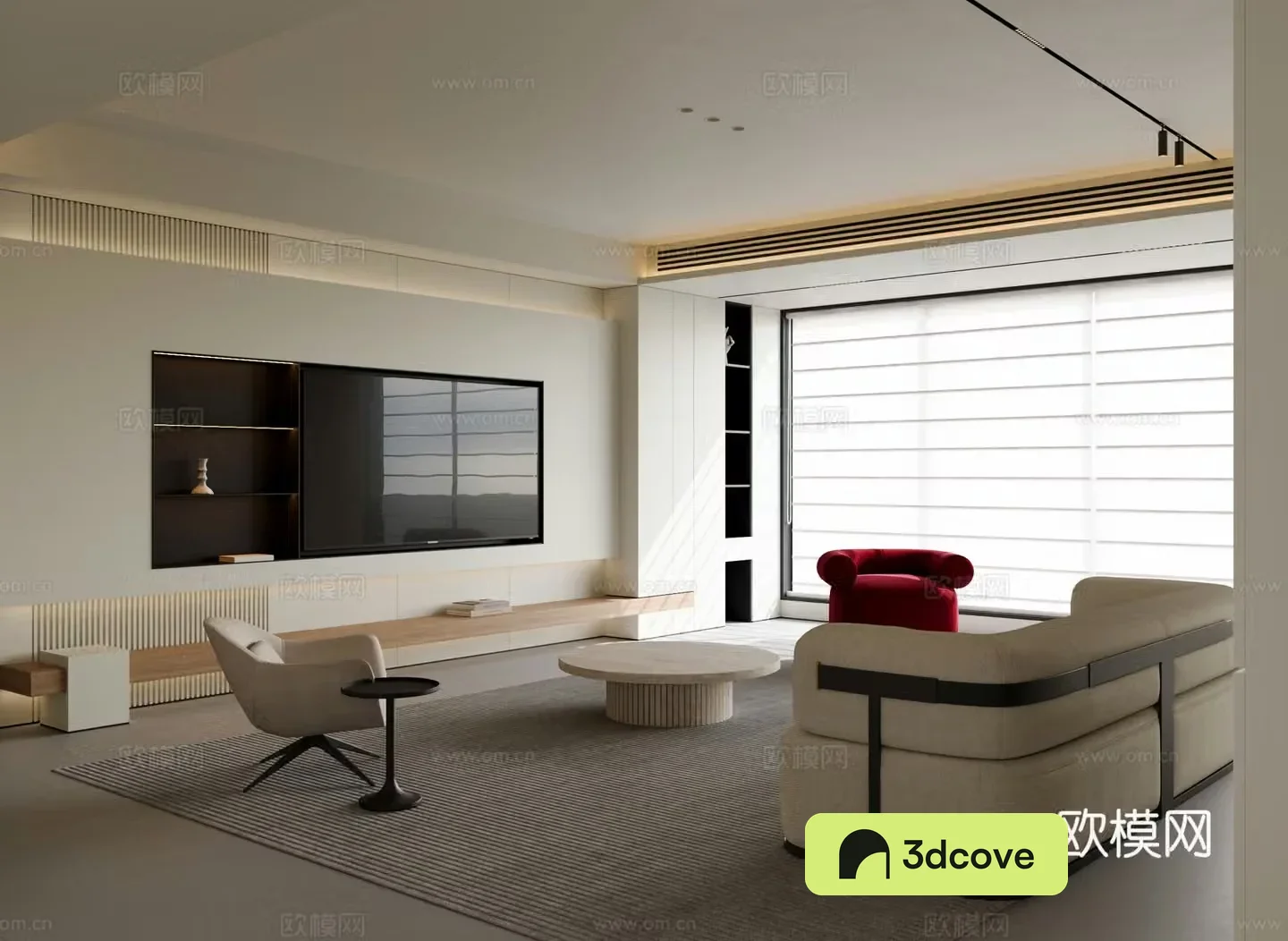 Modern minimalist living room without lights high-end gray living room horizontal hall