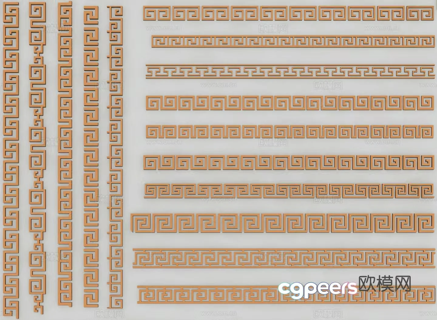 3d model of Chinese style fringe lines