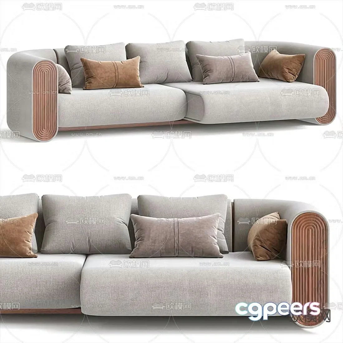 Cor modern white fabric love seat 3d model