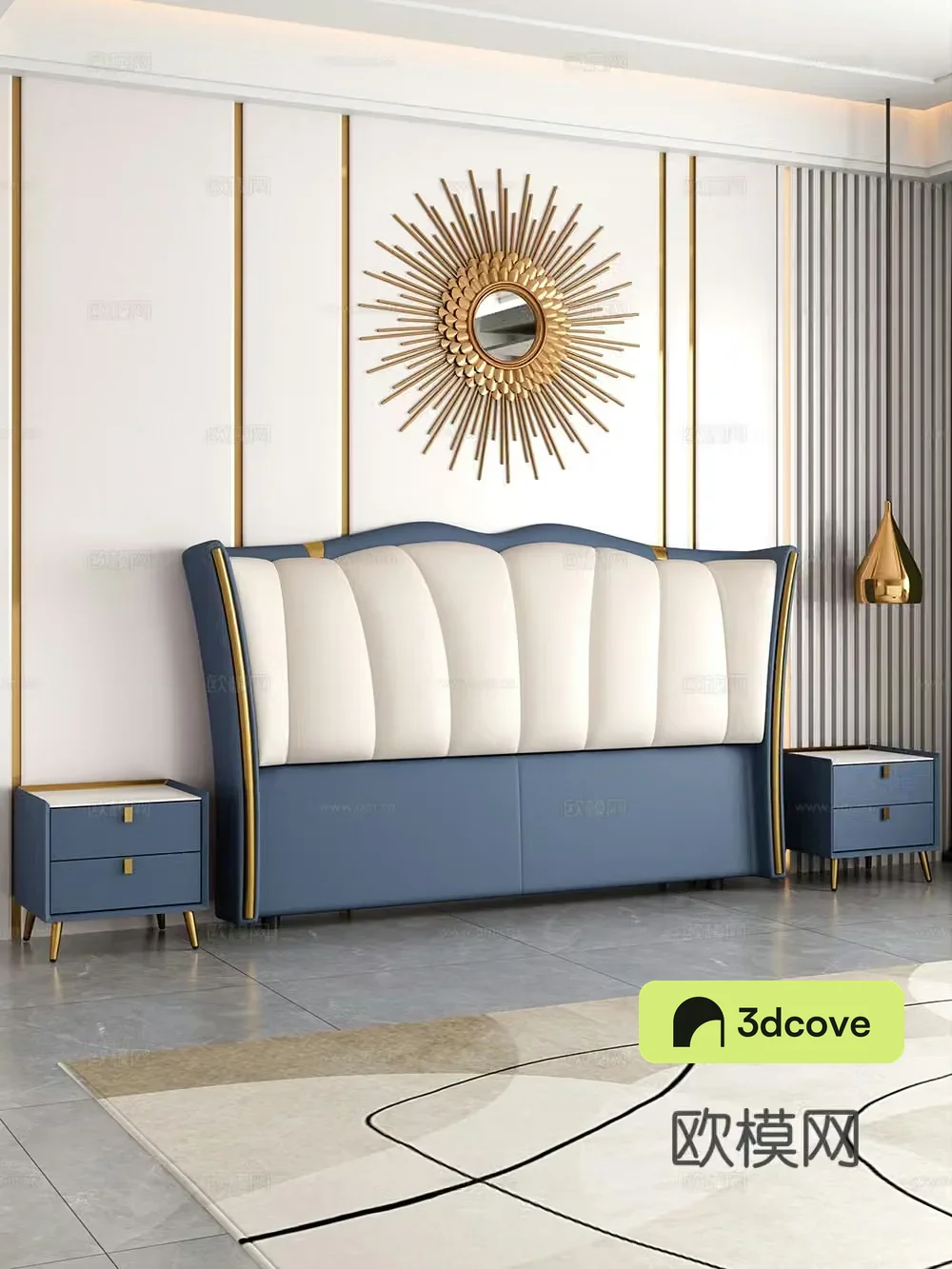 Modern bedroom Bedside double bed nightstand