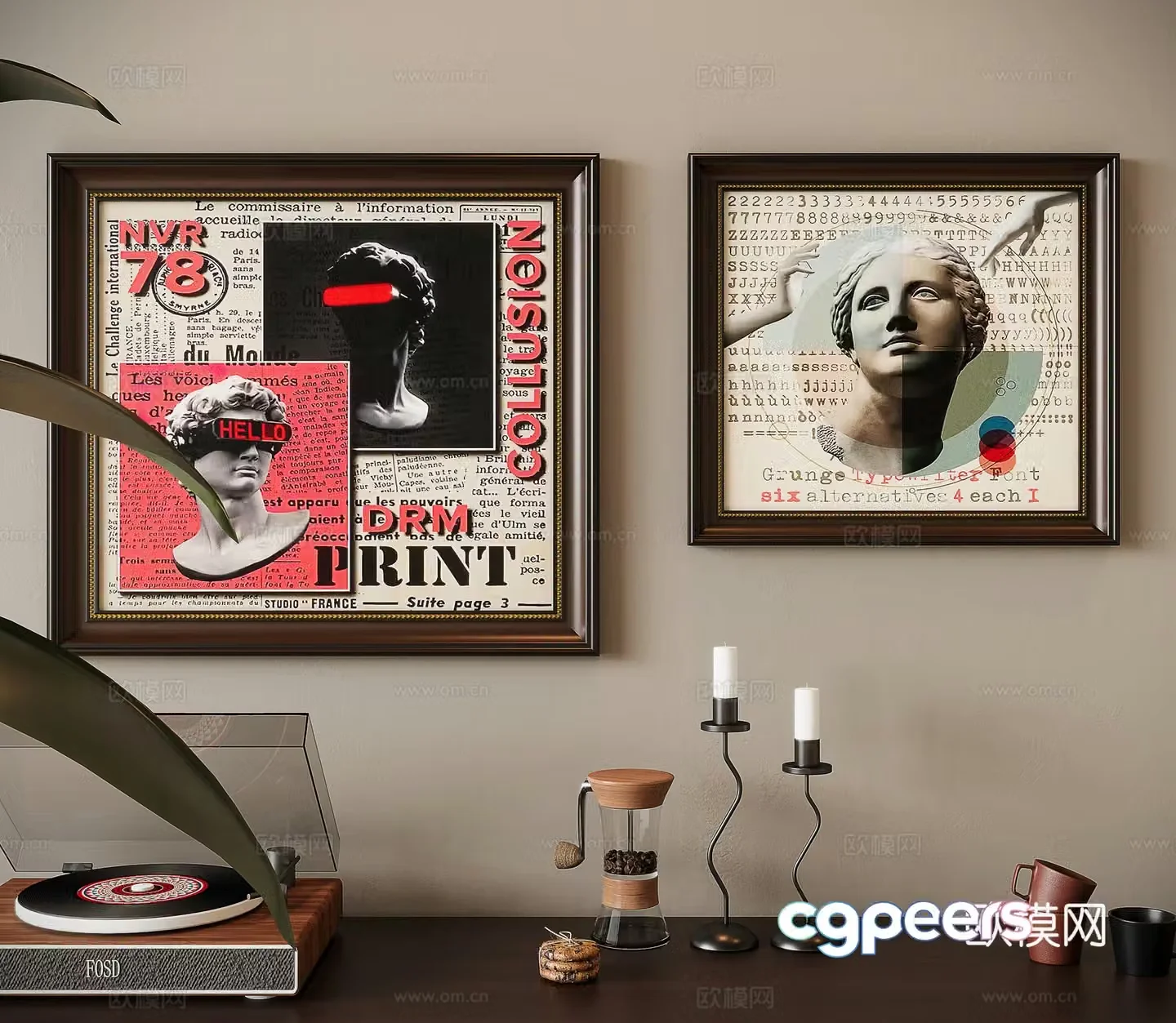 American style combination decorative painting 3d model