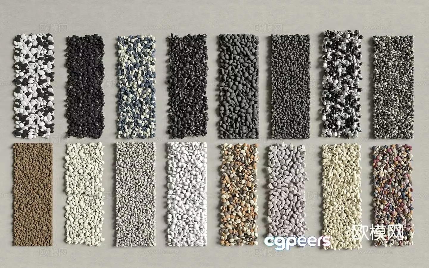 Modern stones Cobblestones Cobblestones Paving Gravels Stones 3D Model