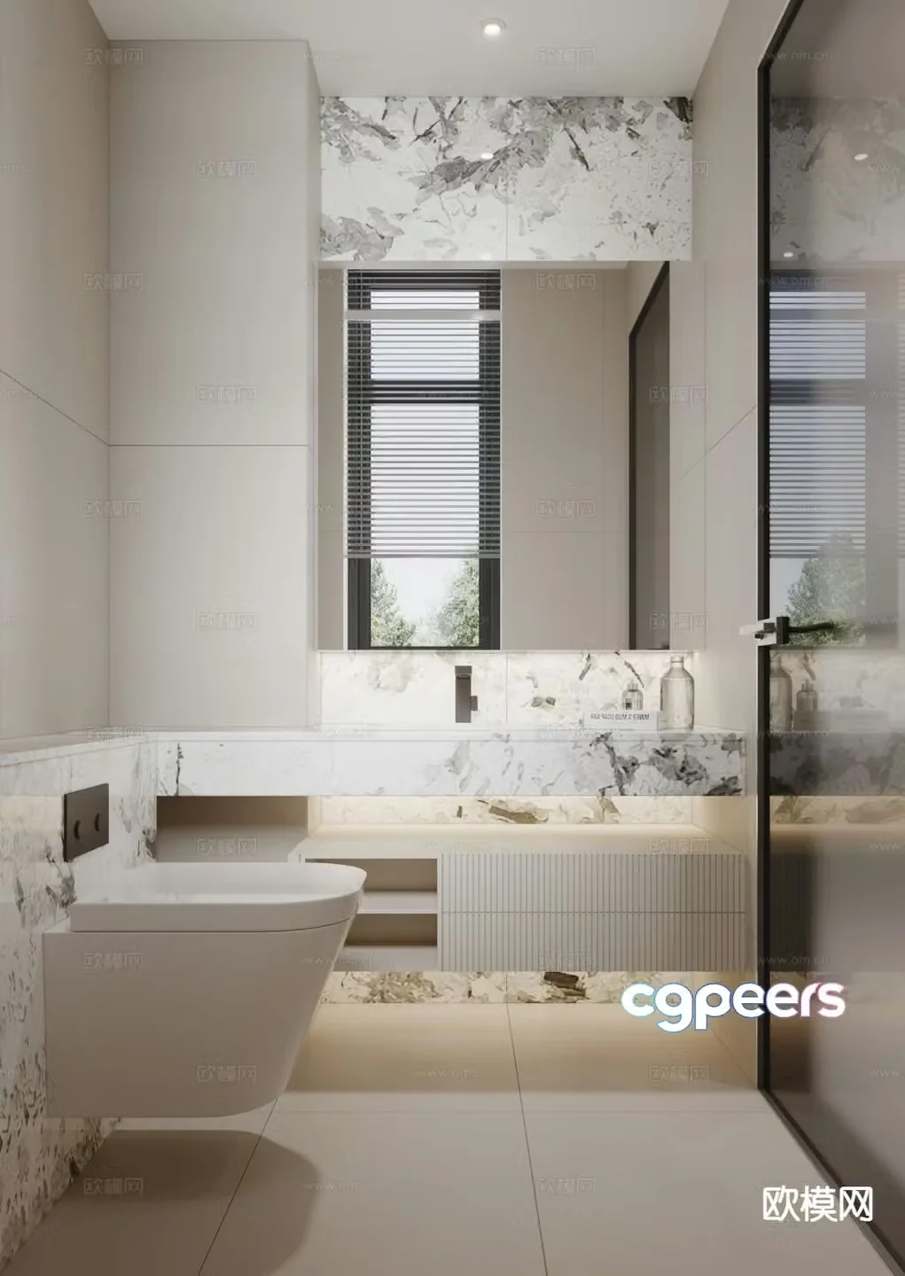 Modern restroom bathroom 3d model