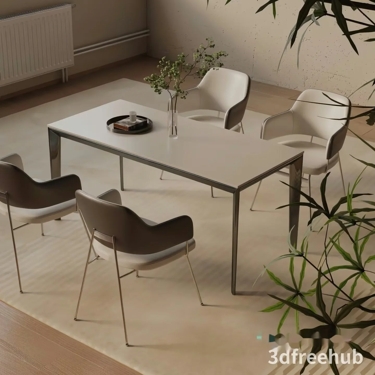 Modern Minimalist Dining Room 3D Model – 23474 – VRAY Render