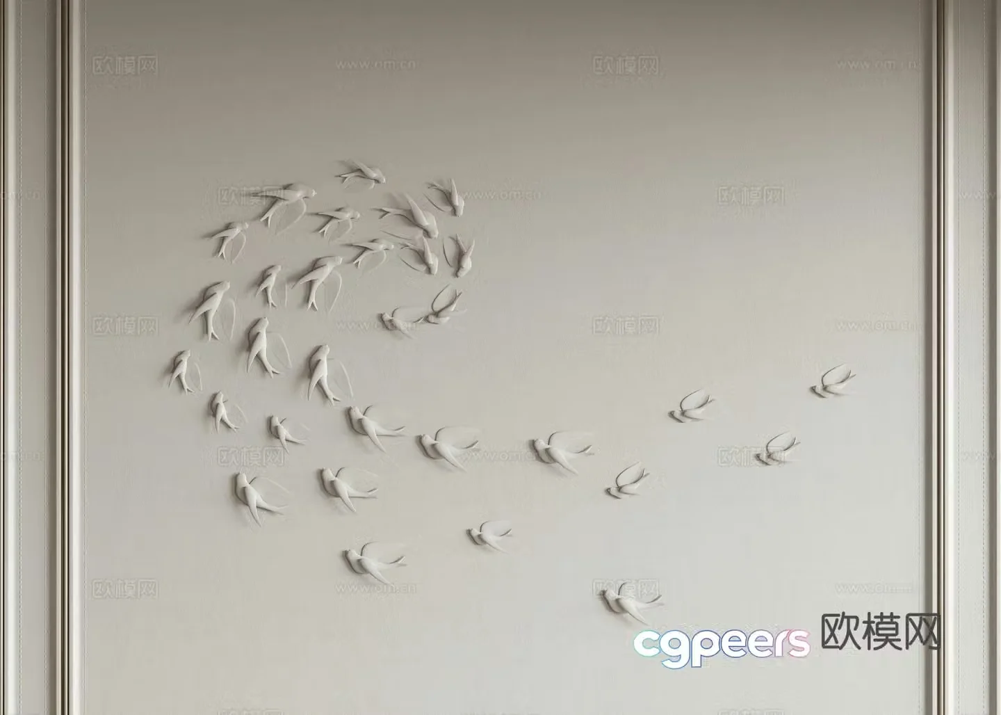 New Chinese hard package background wall 3D model