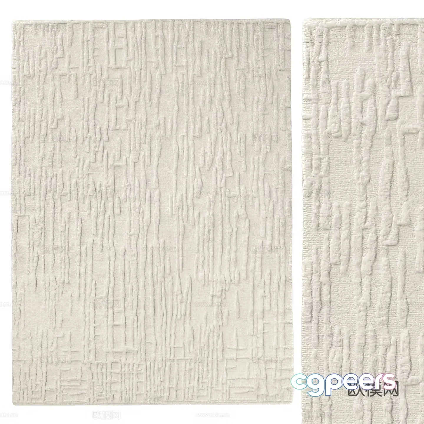 Modern Cream Style OLENA Wool Carpet 3D Model
