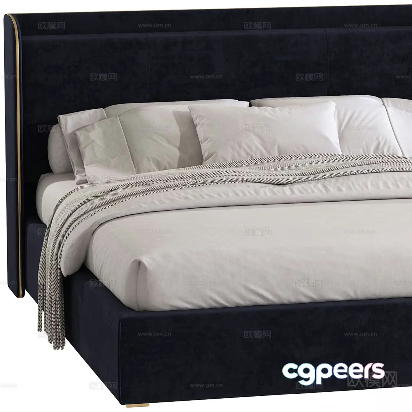 Modern double bed 3d model