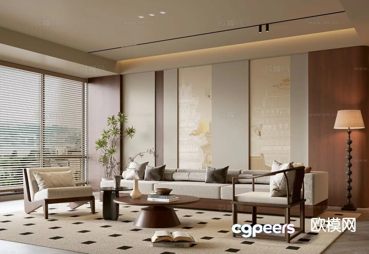 Wabi-sabi living room 3d model