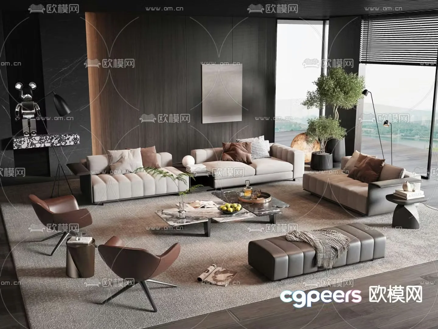 Modern sofa set 3d model