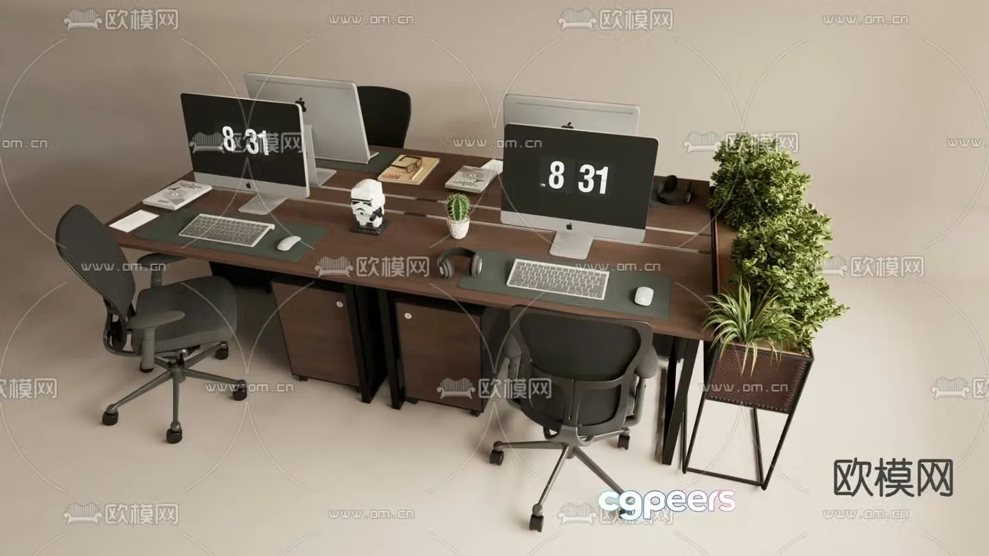 Modern office desk 3d model