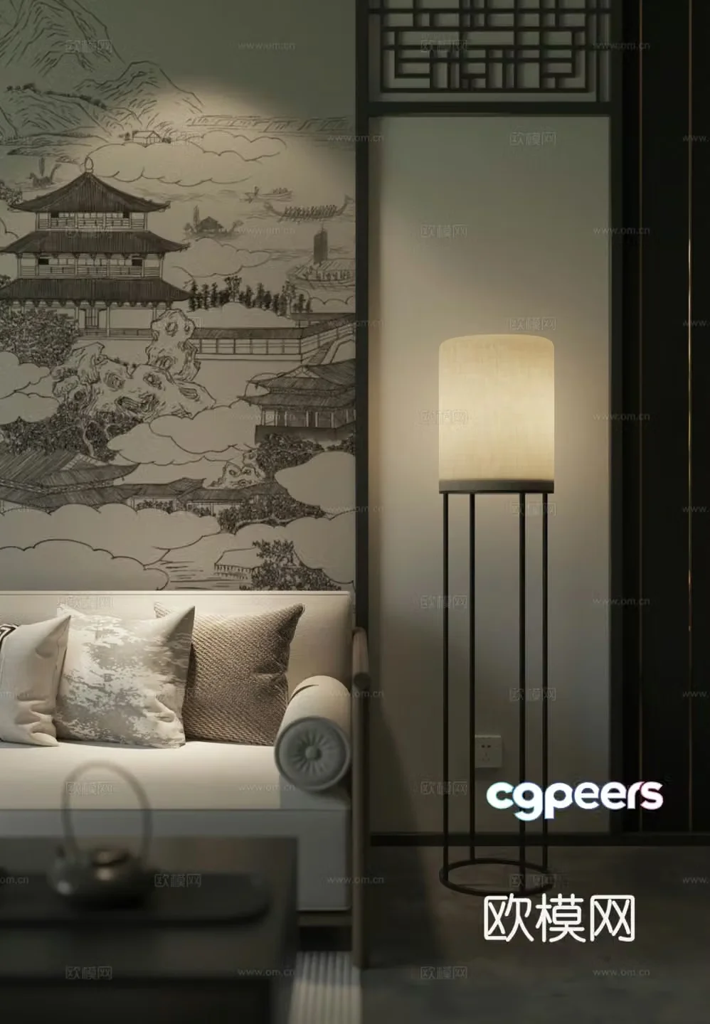Floor lamp New Chinese style floor lamp 3D model