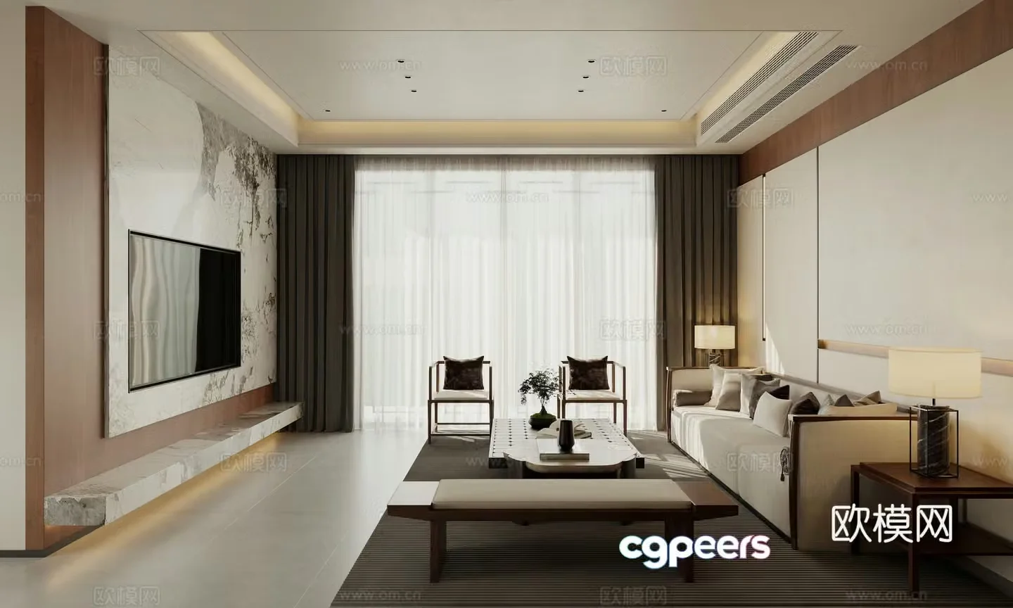 Chinese living room 3d model