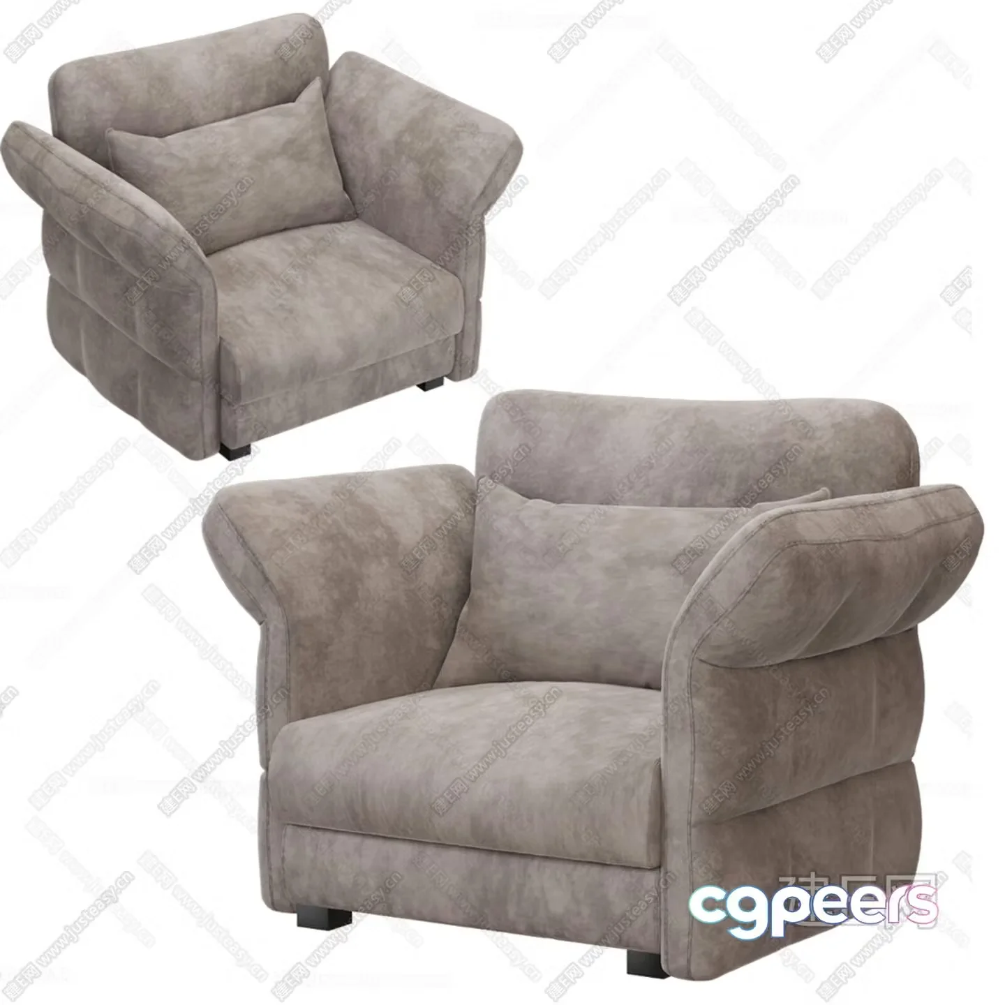 Grey Armchair 3D Model – 3081 – VRAY Render