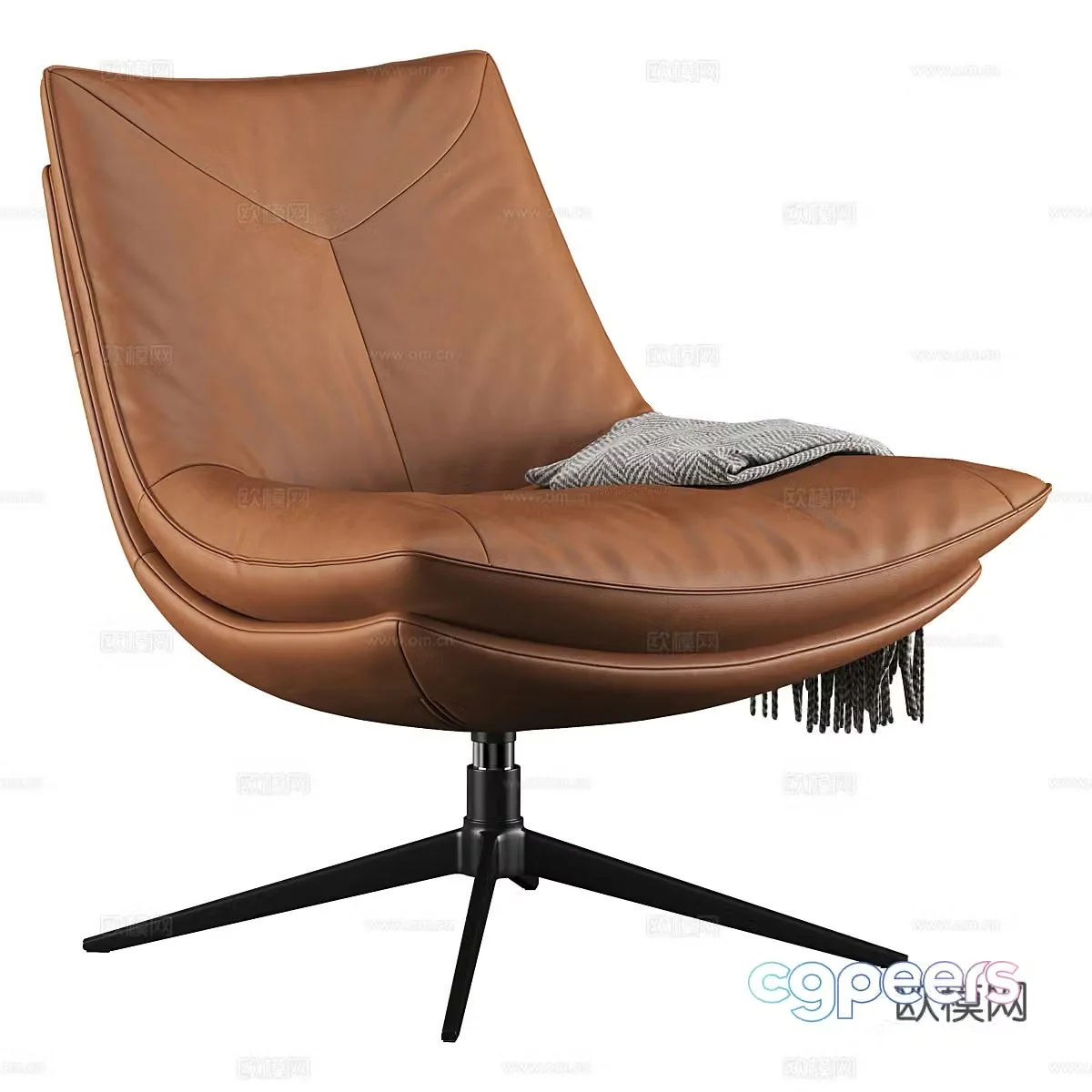 Modern Italian light luxury York tan armchair 3d model