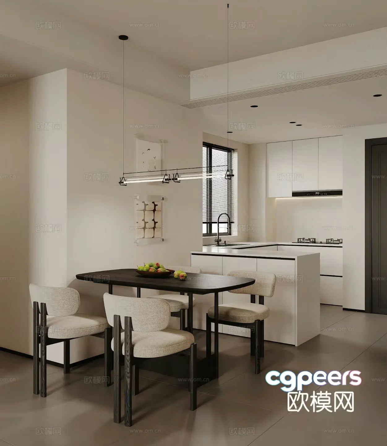 Open kitchen island cabinet 3d model