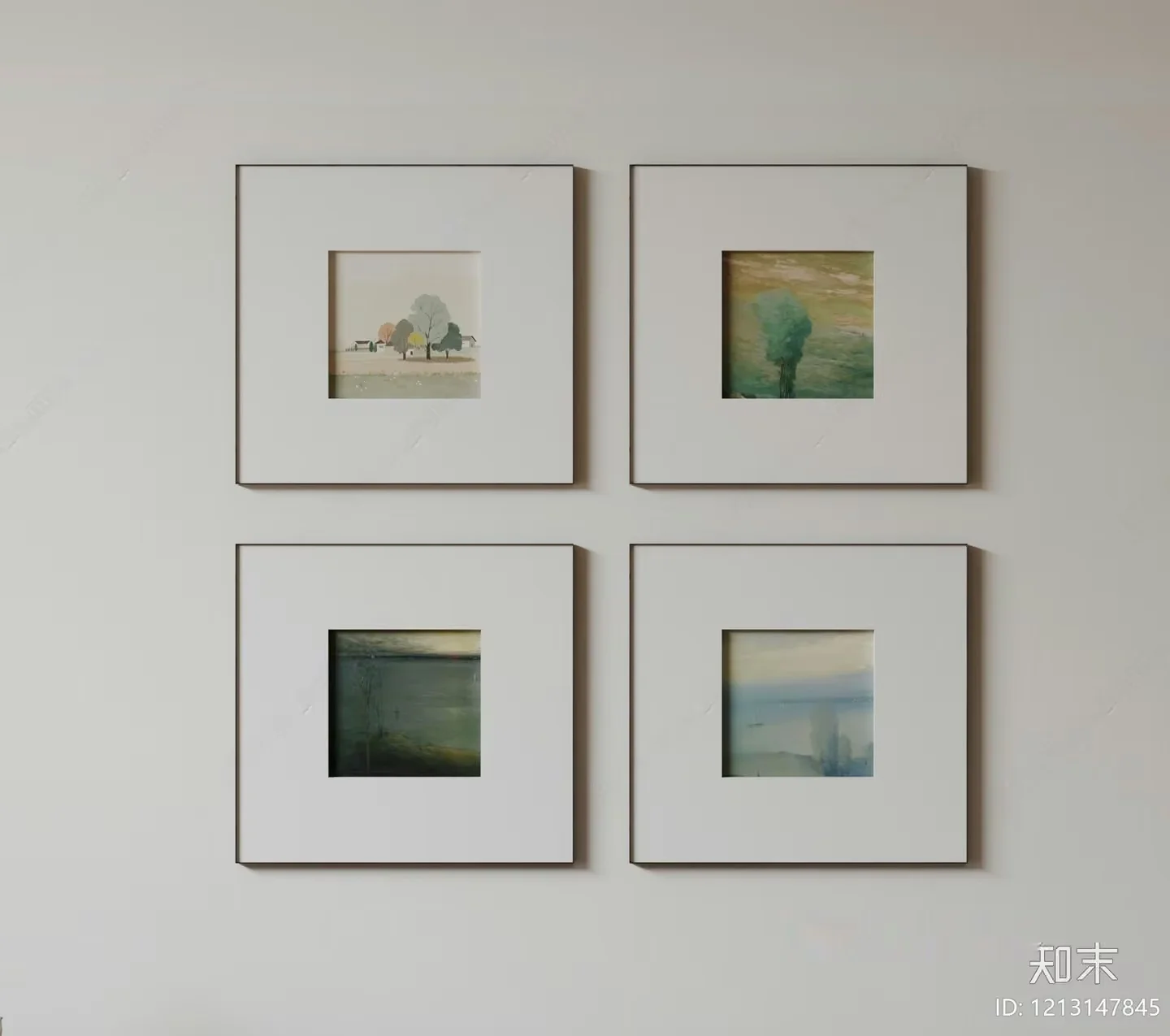 Four Framed Landscape Paintings 3D Model – 20350 – VRAY Render