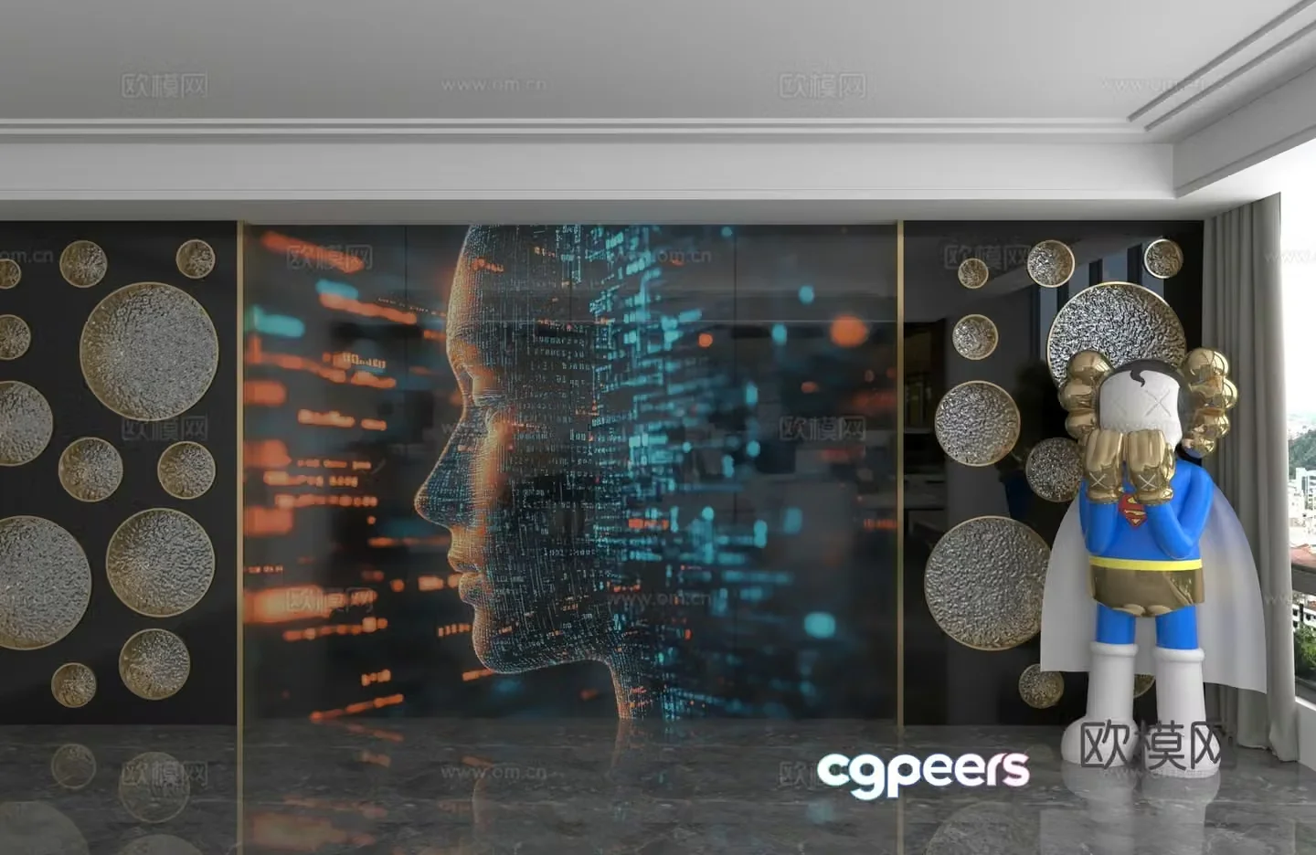 Modern background wall 3d model