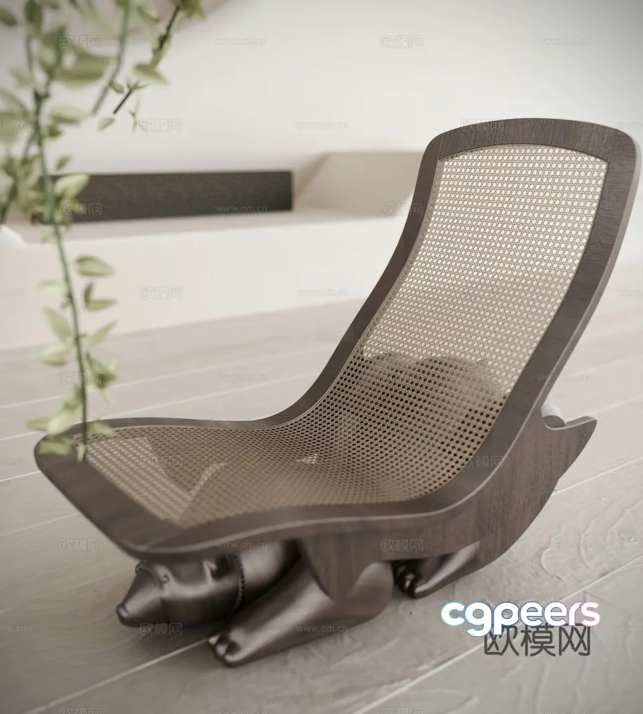 Wasabi recliner lounge chair leisure chair rattan chair 3d model