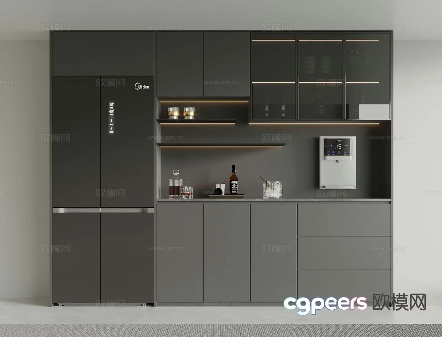 Modern wine cabinet sideboard 3d model