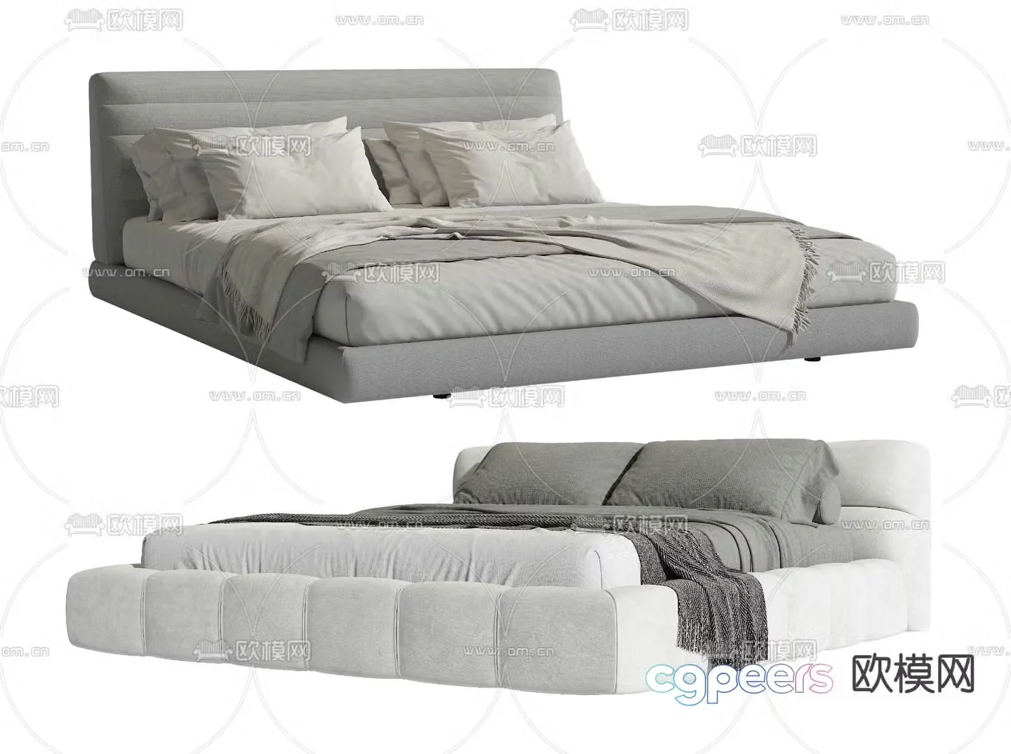 Modern double bed 3d model