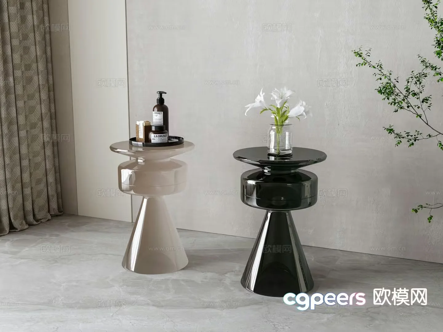 Acrylic corner table side table round table table table 3D model