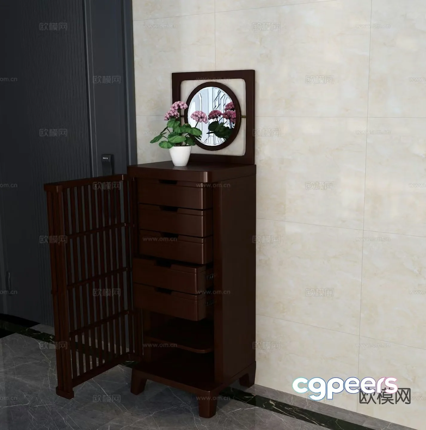 New Chinese style chest of drawers 3D model