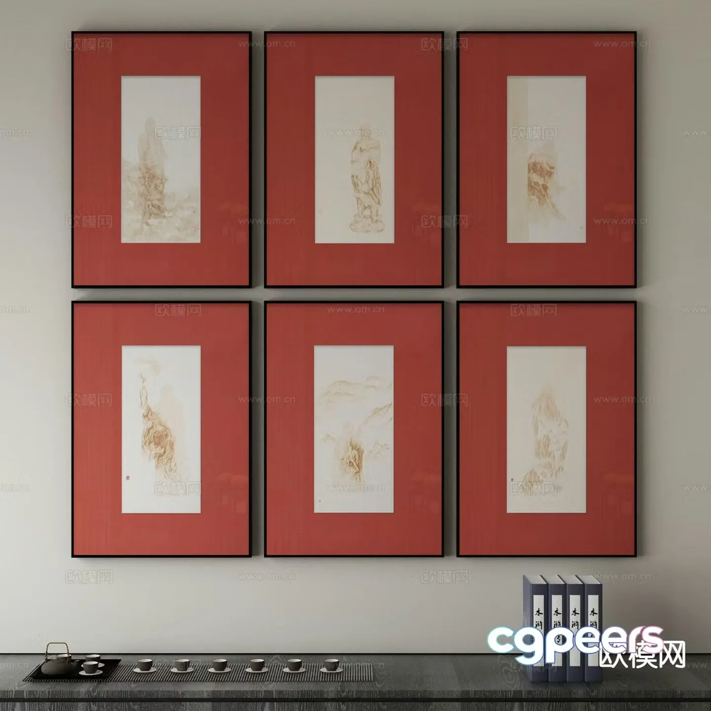 New Chinese style ink painting art painting decorative painting 3d model