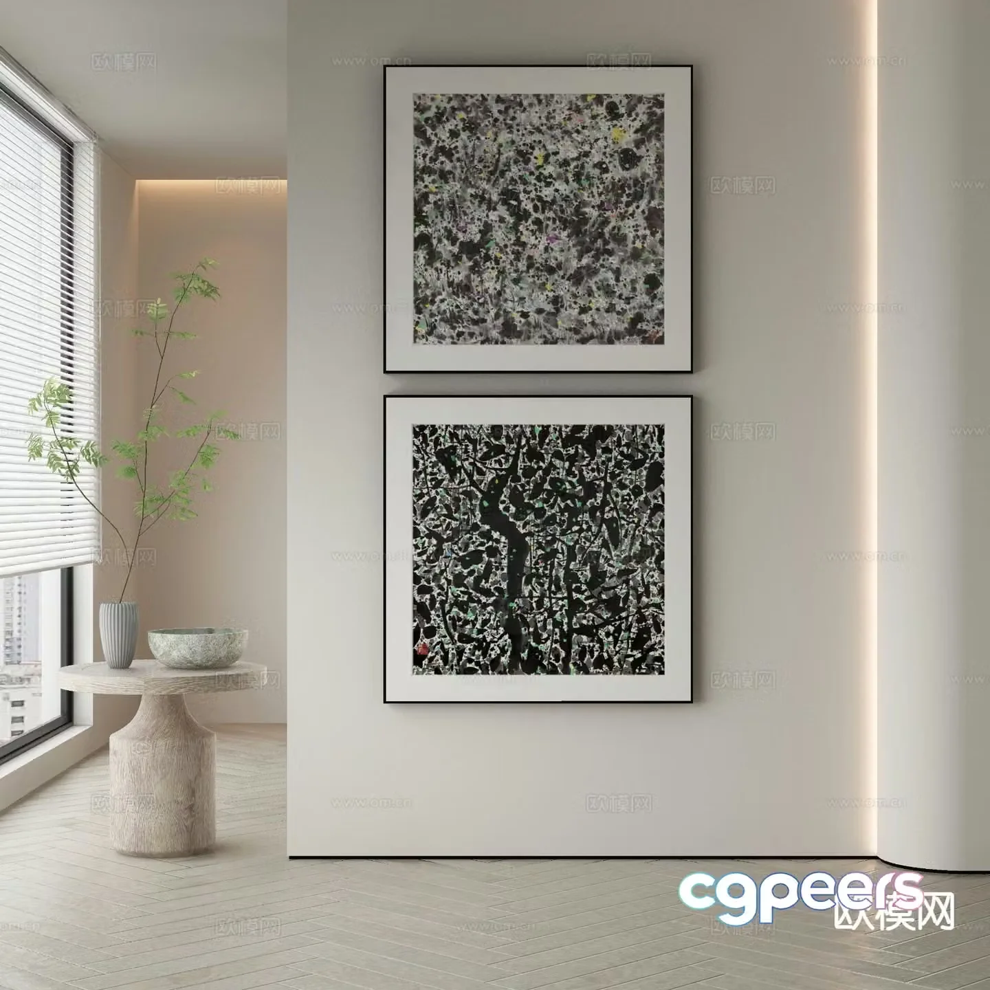 Modern art painting texture painting decorative painting 3d model