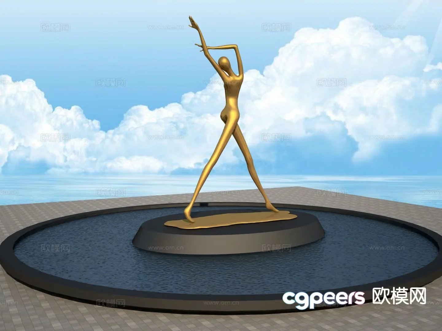 Abstract human sculpture landscape sculpture 3d model