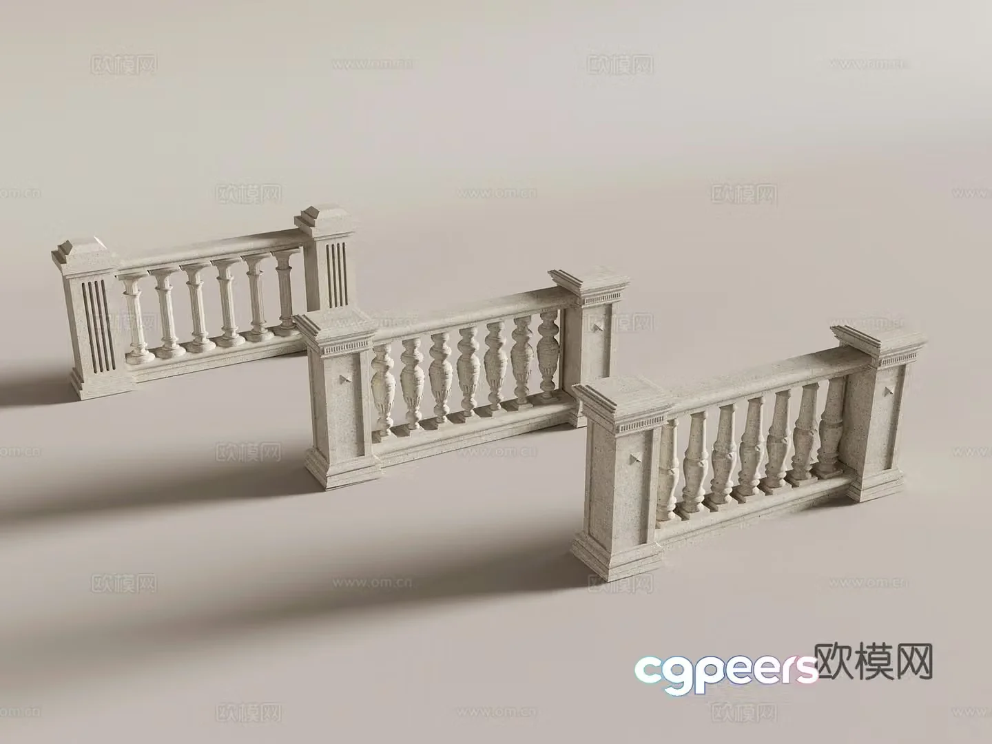 European vase column fence guardrail 3d model