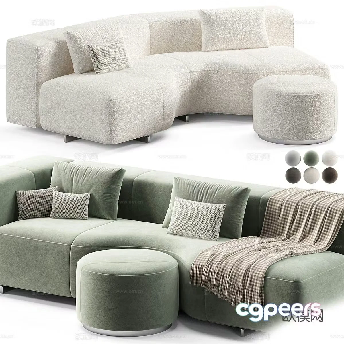 Modern Italian Minotti Yves sofa 3d model