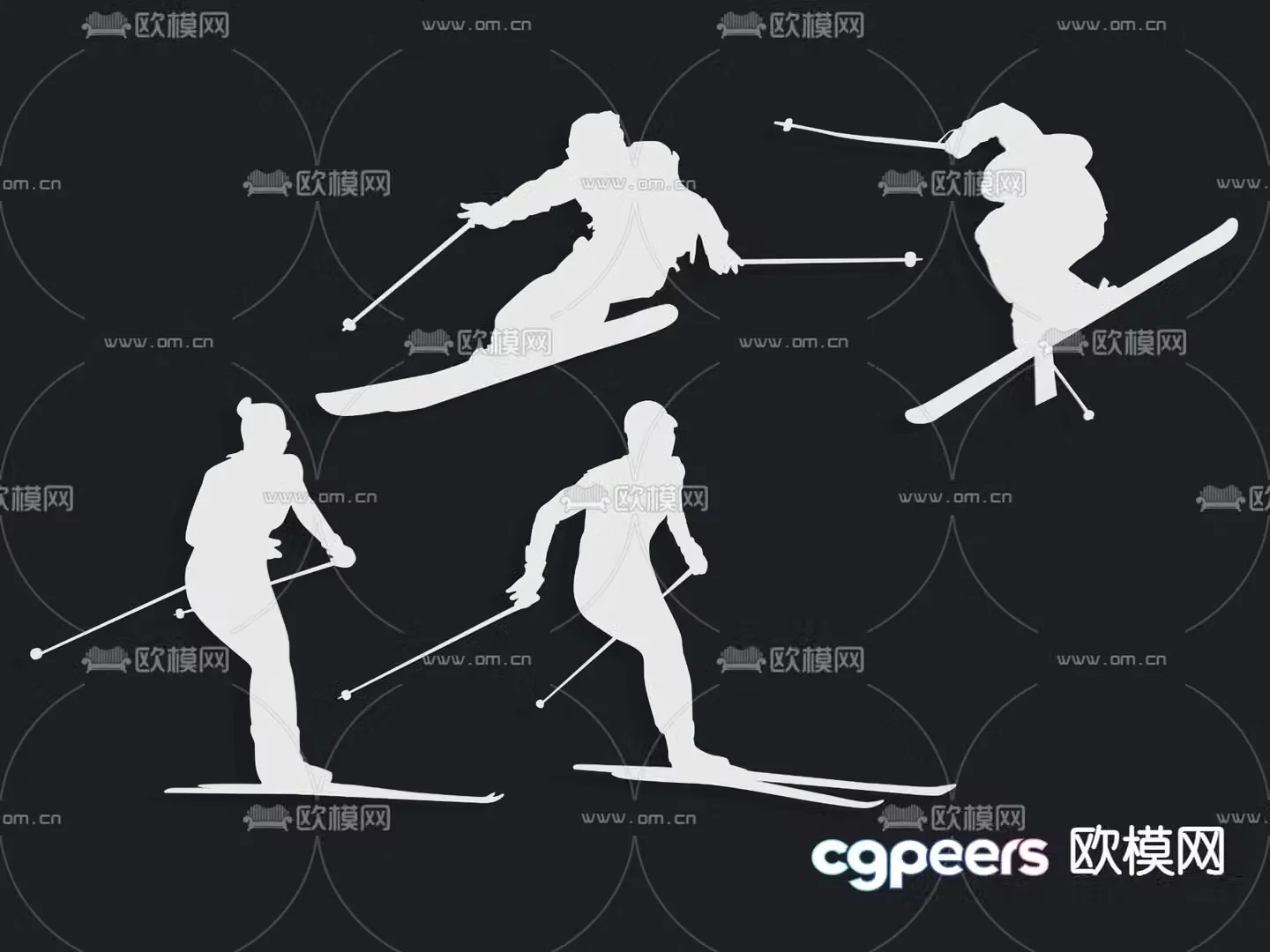 Ski sport wall decoration character silhouette 3d model