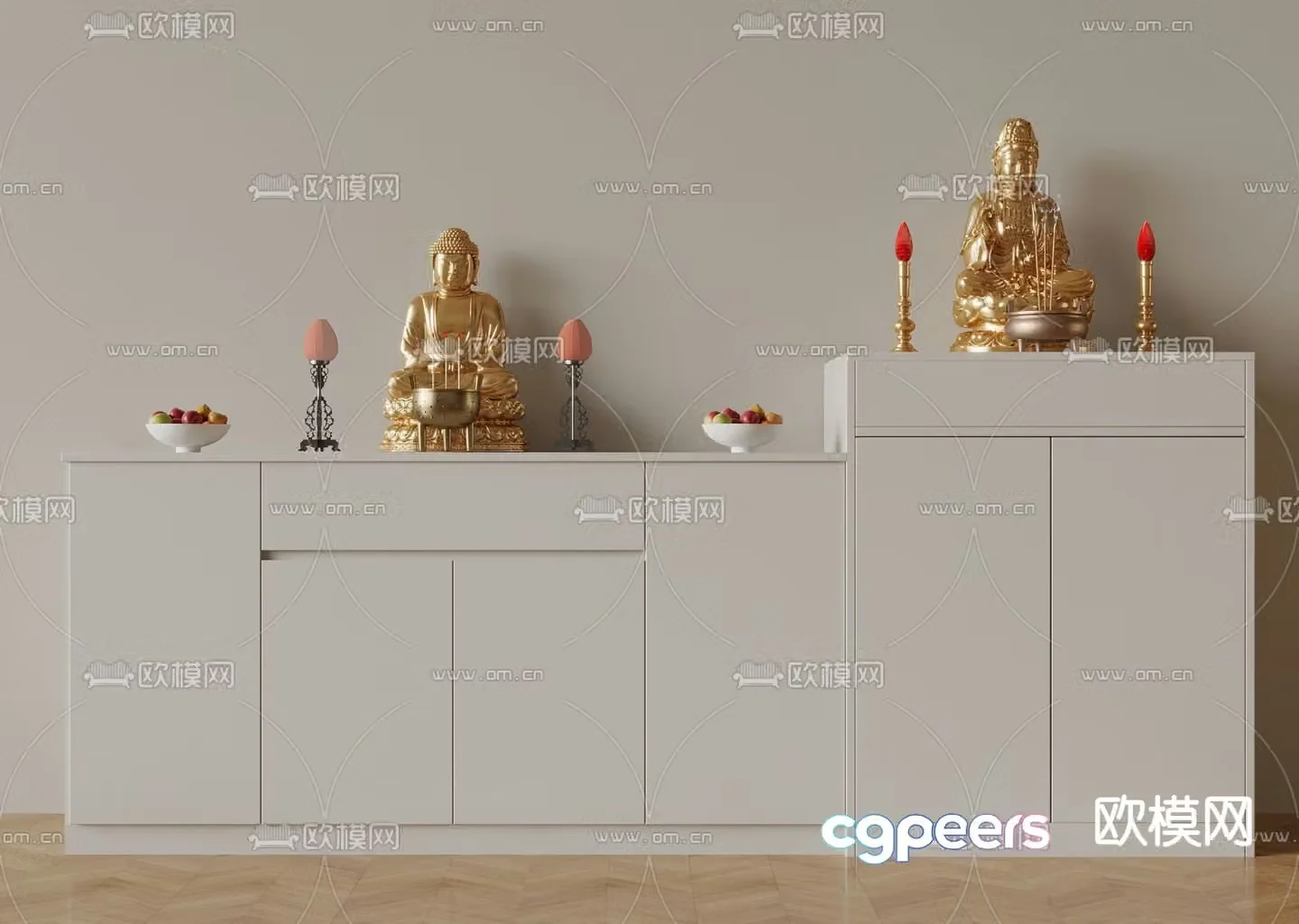 Buddha niche god cabinet worship platform shrine 3d model