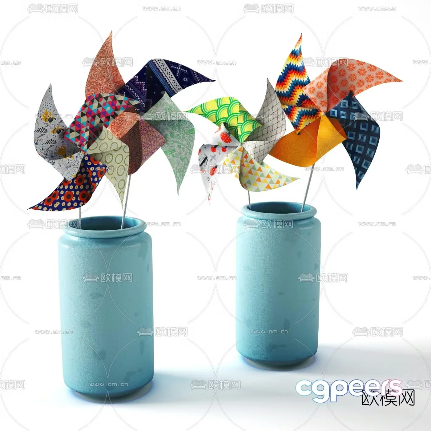 Modern windmill toy ornament 3d model