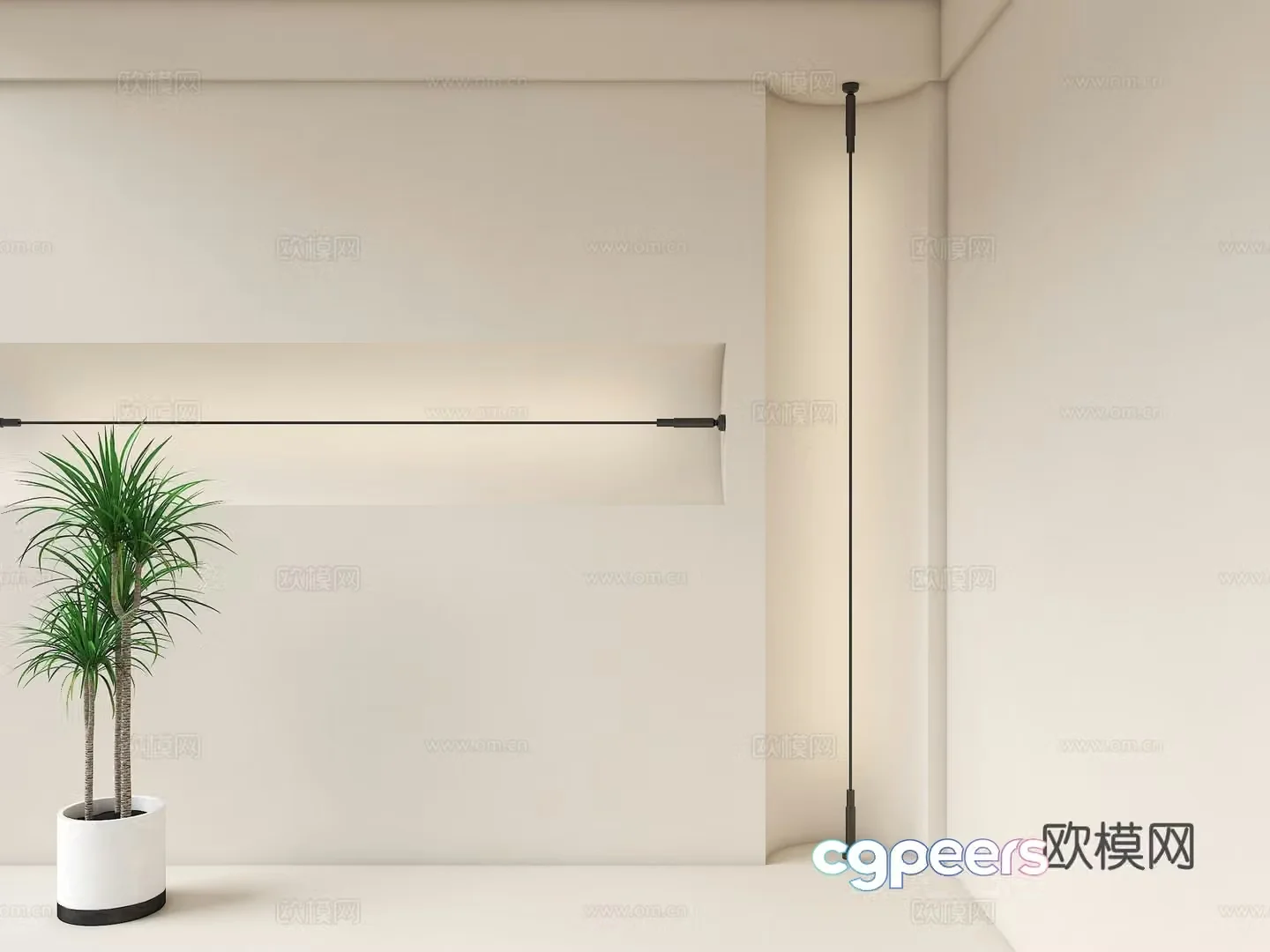 Modern wall washing lights light strips skyline lights line lights wire lights steel belt lights 3D model
