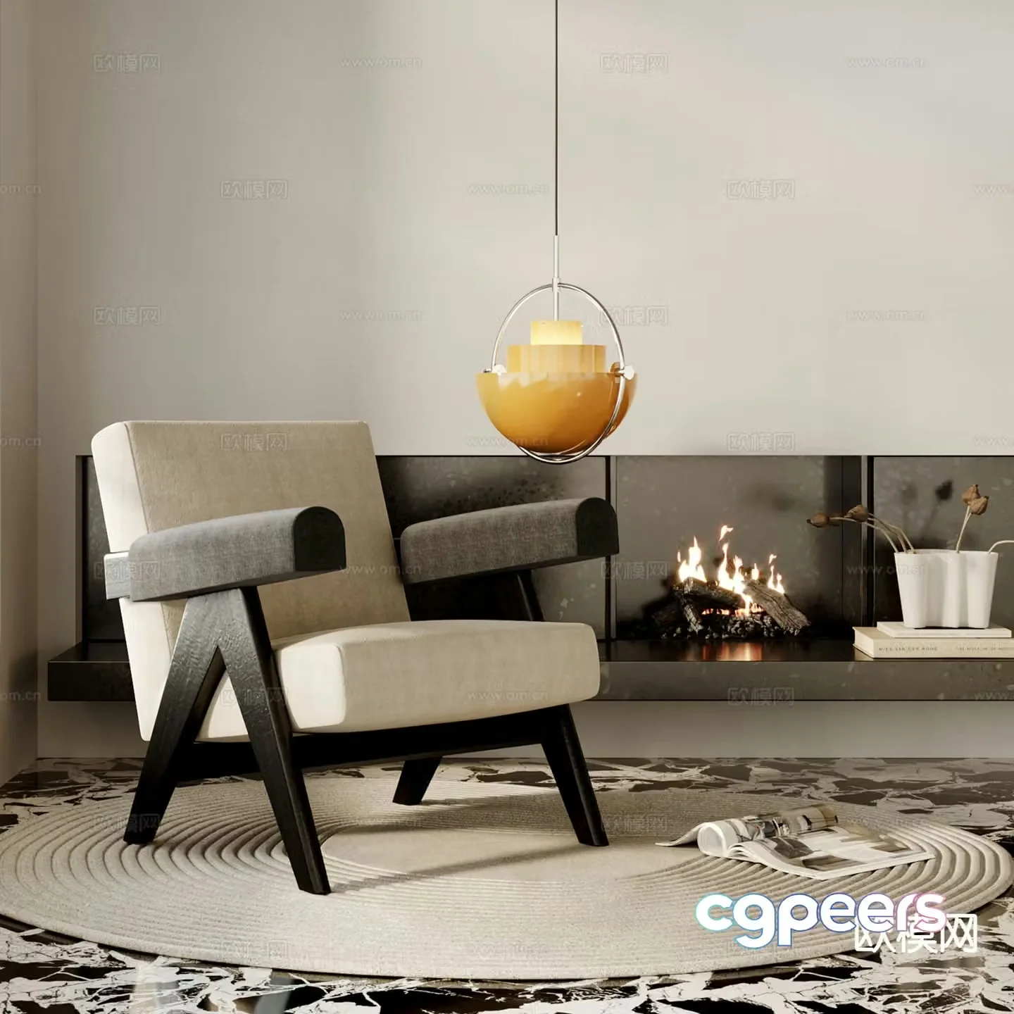 Wabi-sabi style leisure chair 3d model