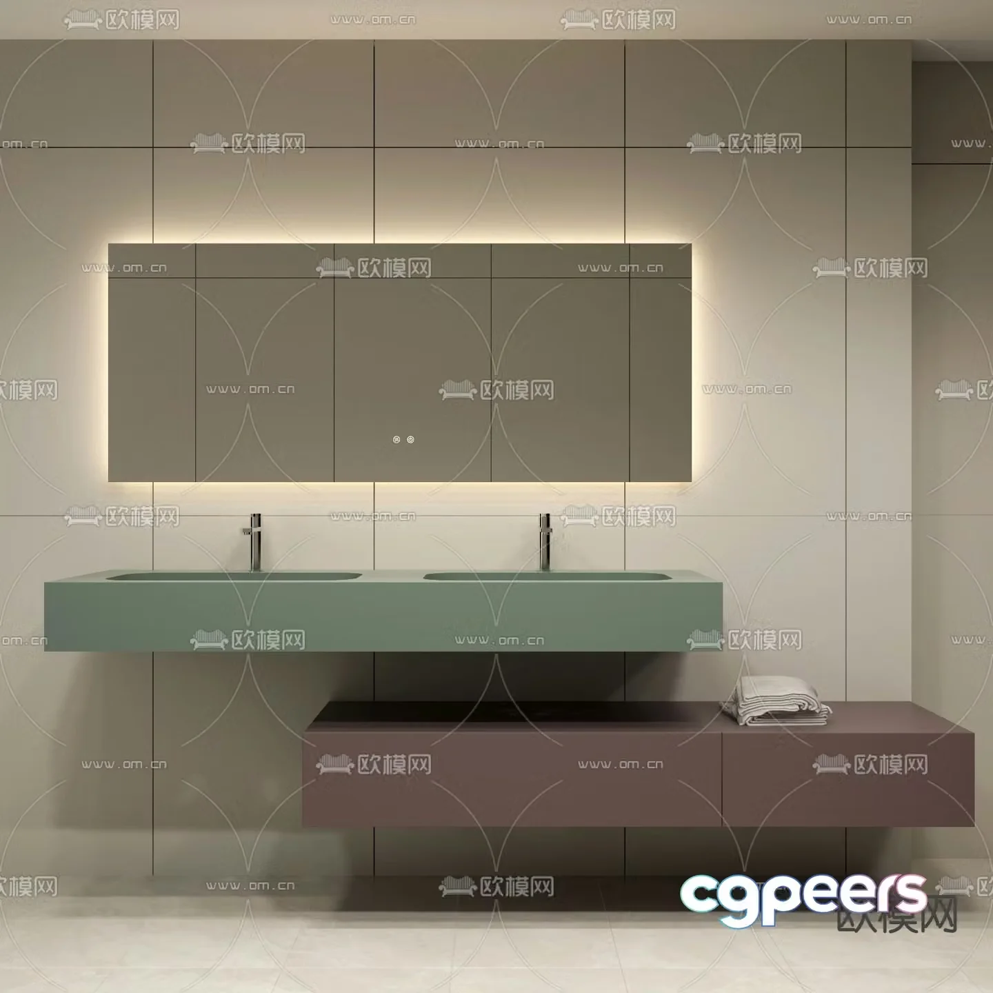 Modern bathroom cabinet double basin vanity 3d model