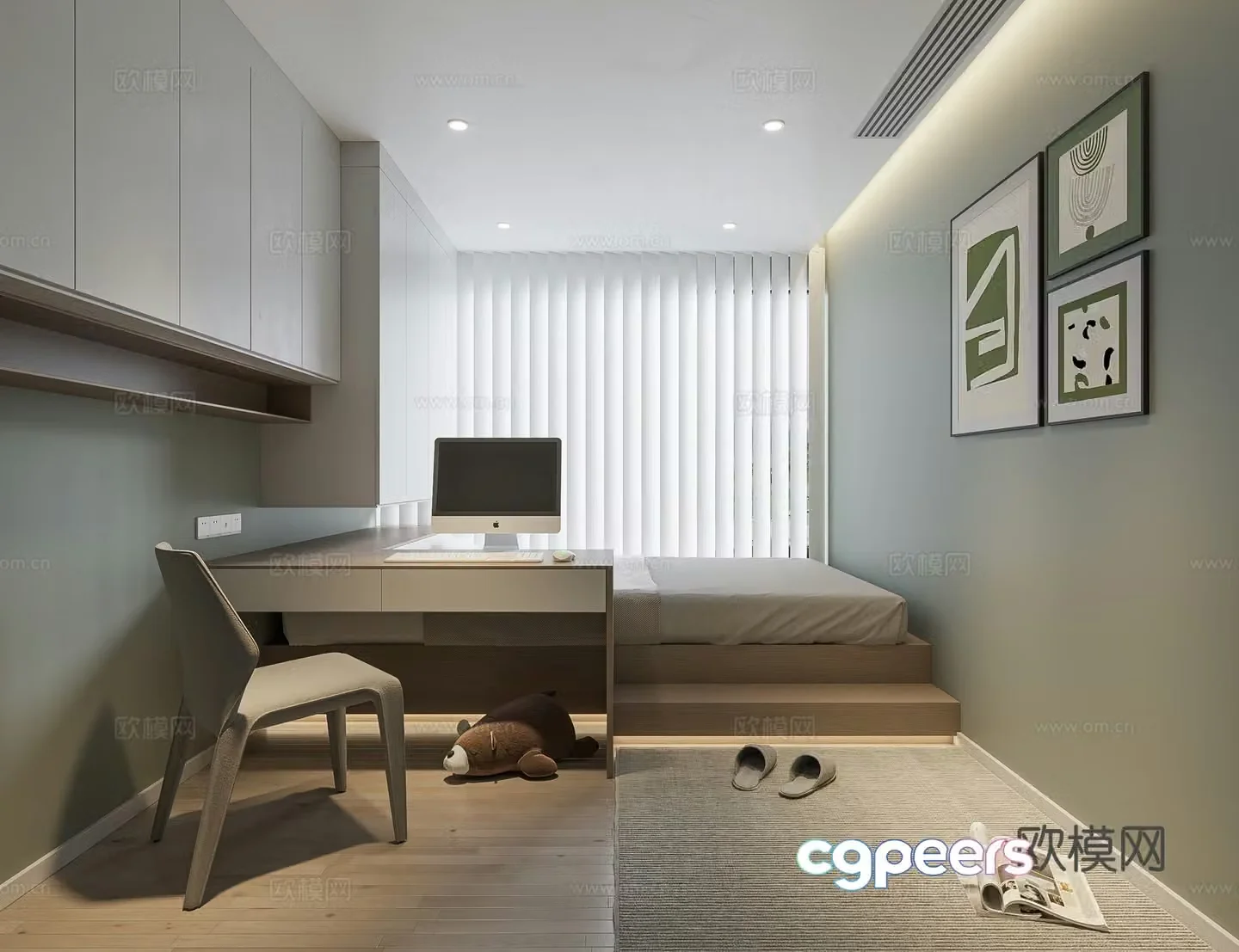 Modern tatami bedroom 3d model