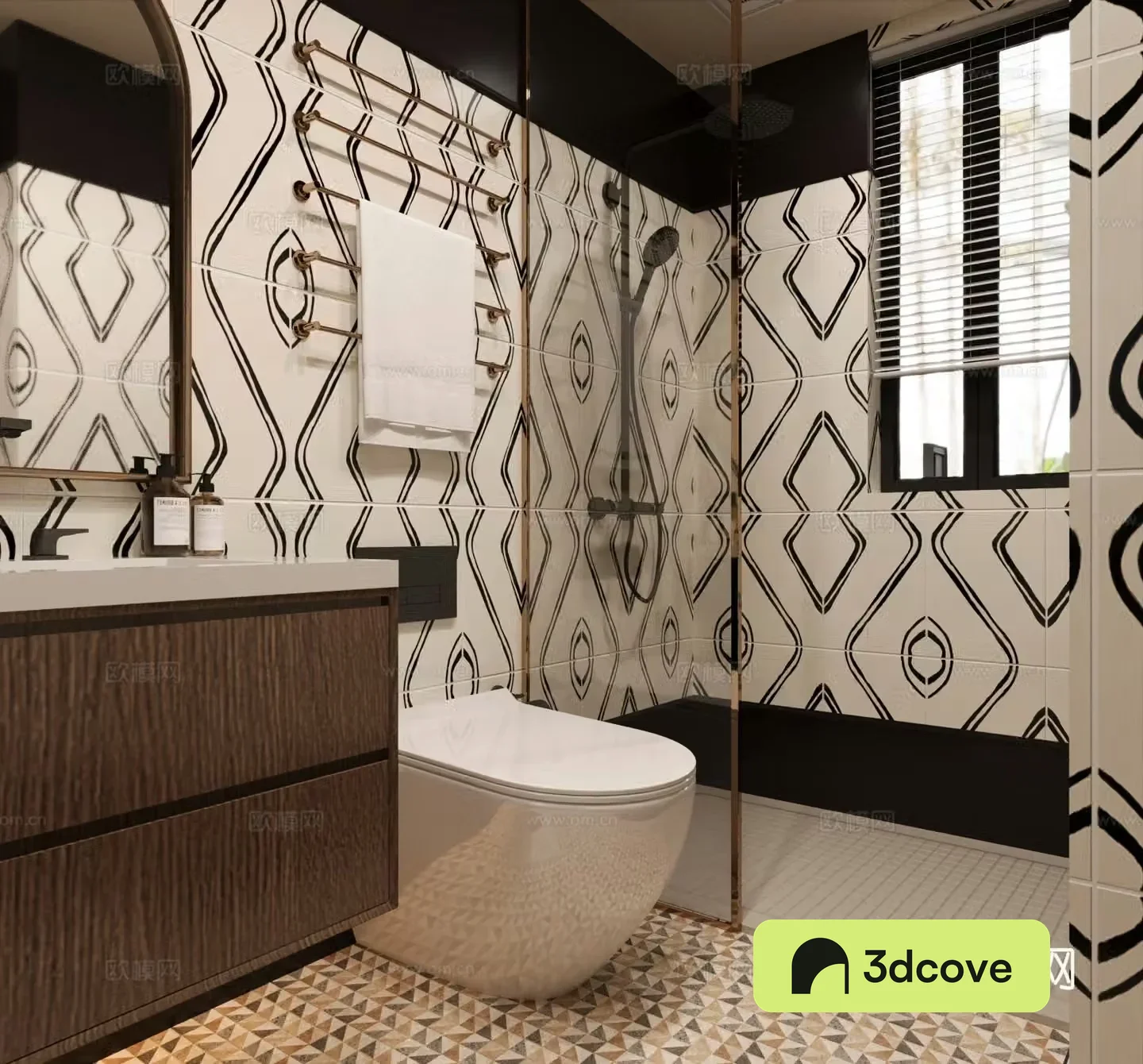 Medieval style retro bathroom